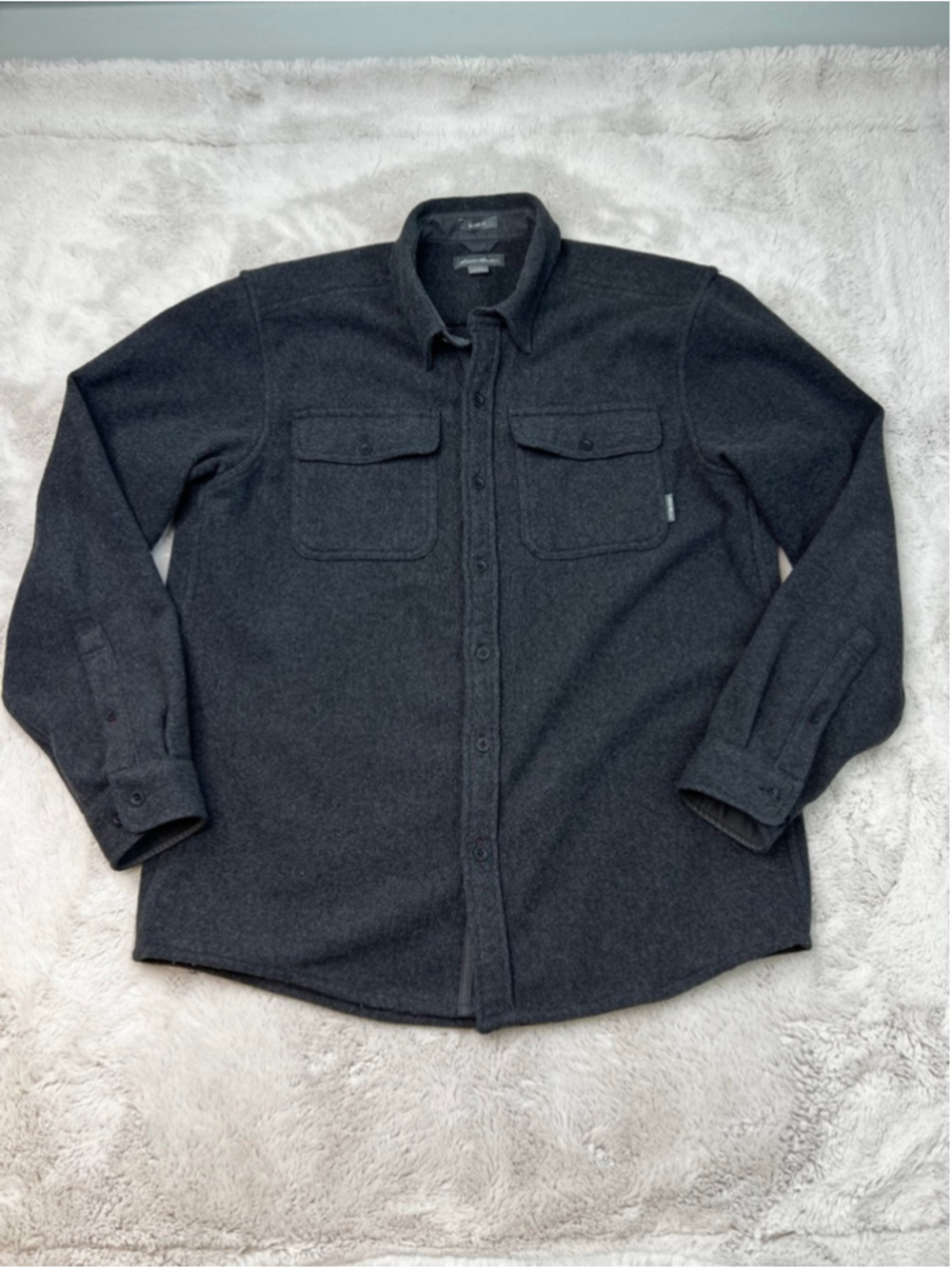 Eddie Bauer Wool Shacket Shirt Jacket Medium Relaxed Fit Casual Button Down